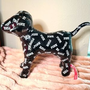 VS PINK Black & White Faux Leather Dog Mascot Plushie